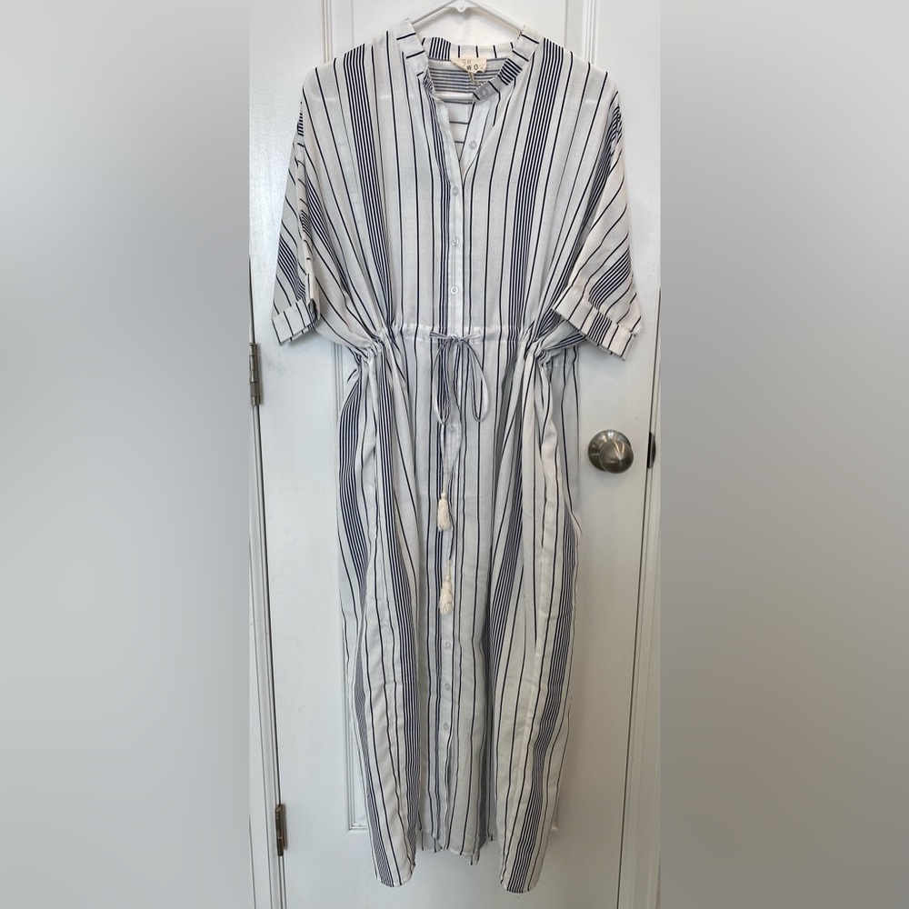 Cinched Waist Striped Dress